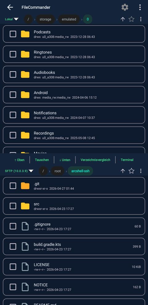FileCommander dual-pane SFTP